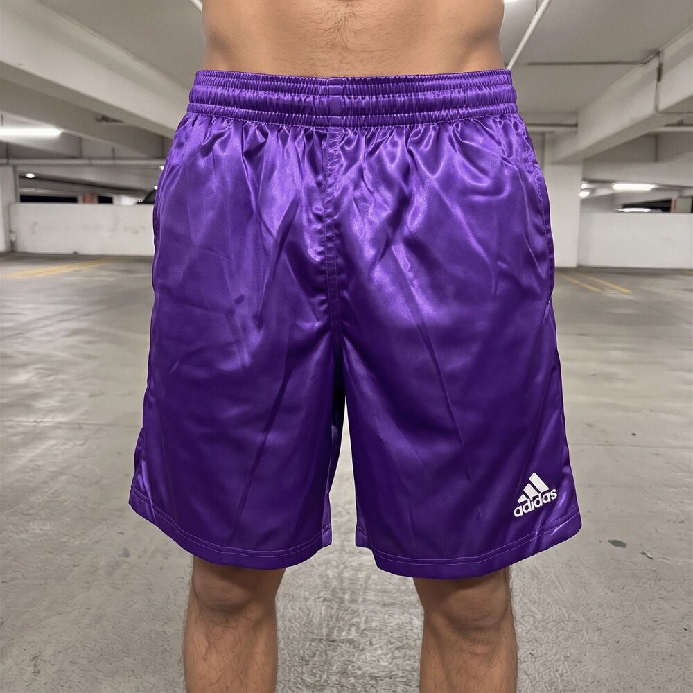 Adidas 90s Vintage Genoa Soccer Shorts NWT Purple Shiny Satin Mens Small S